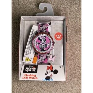 Disney Minnie Mouse Flashing LCD Digital Watch Pink New